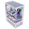 XPG Invader X Mini Midi Tower -tietokonekotelo, ATX/Micro-ATX/Mini-ITX, lasipaneelit, 5 x 120 mm ARGB-tuuletinta, USB-C, ilman virtalähdettä, valkoinen
