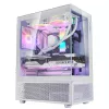 XPG Invader X Mini Midi Tower -tietokonekotelo, ATX/Micro-ATX/Mini-ITX, lasipaneelit, 5 x 120 mm ARGB-tuuletinta, USB-C, ilman virtalähdettä, valkoinen