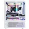 XPG Invader X Mini Midi Tower -tietokonekotelo, ATX/Micro-ATX/Mini-ITX, lasipaneelit, 5 x 120 mm ARGB-tuuletinta, USB-C, ilman virtalähdettä, valkoinen