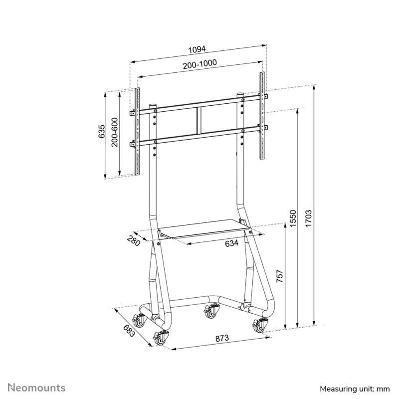 Neomounts NS-M3800 musta TV-teline 60-100 tuumaa