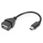 DIGITUS USB 2.0 sovitinkaapeli, OTG, Type Mini-B - A M/F, 20cm, USB 2.0 yhteensopiva, musta