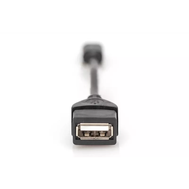 DIGITUS USB 2.0 sovitinkaapeli, OTG, Type Mini-B - A M/F, 20cm, USB 2.0 yhteensopiva, musta