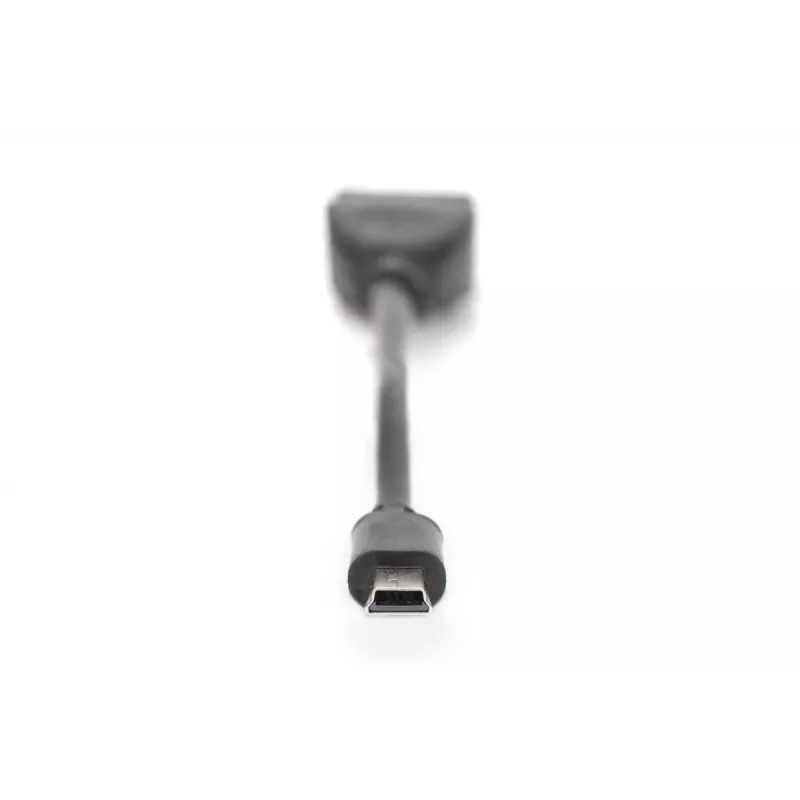 DIGITUS USB 2.0 sovitinkaapeli, OTG, Type Mini-B - A M/F, 20cm, USB 2.0 yhteensopiva, musta