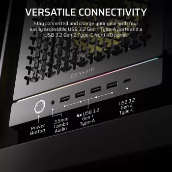 PC-kotelo CORSAIR FRAME 5000D RS ARGB Midi-Tower musta — ATX, tukee 3x140mm etutuulettimia, 2,5/3,5
