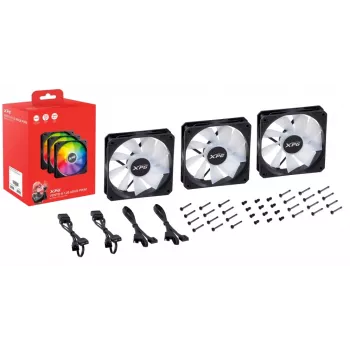 XPG VENTO 120 ARGB PWM (3 kpl:n pakkaus) musta, tuuletin, 12 cm, 300 kierr./min, 1650 kierr./min, musta