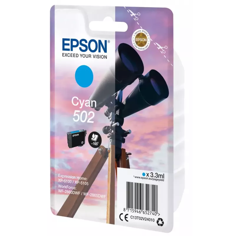 Värikasetti Epson 502 syaani C13T02V24010