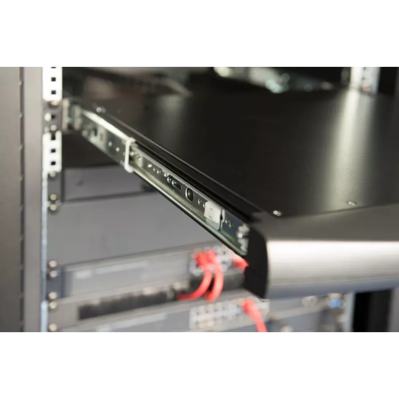 DIGITUS Modularized 43,2 cm (17 inch) TFT-konsoli 8-porttisella KVM:llä, RAL 9005 musta – Qwertz, US