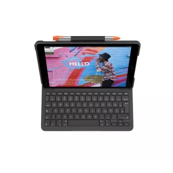 LOGITECH Slim Folio iPad 7. sukupolvelle grafiitti Qwertz saksa