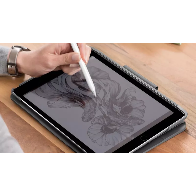 LOGITECH Slim Folio iPad 7. sukupolvelle grafiitti Qwertz saksa