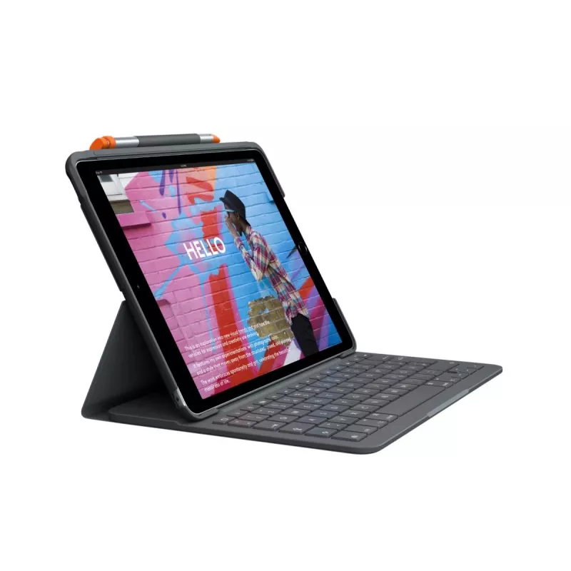 LOGITECH Slim Folio iPad 7. sukupolvelle grafiitti Qwertz saksa