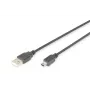 DIGITUS USB 2.0 -liitäntäkaapeli, Type-A - Mini B (5-napainen) M/M, 3 m, USB 2.0 -yhteensopiva, musta