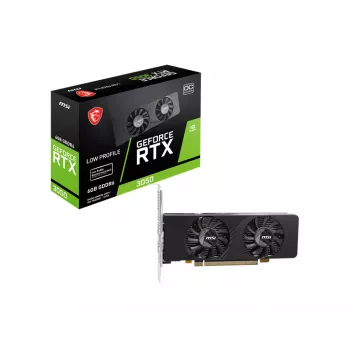 MSI näytönohjain GeForce RTX 3050 6 GB GDDR6, PCIe x8 4.0, 1492 MHz Boost, 96-bit, 2x HDMI 2.1 + DP 1.4a, 70 W, 2 tuuletinta, FH/HL