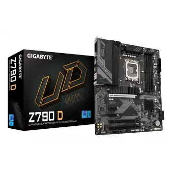 GIGABYTE Z790 D -emolevy - tukee Intel Core 14. sukupolven suorittimia, 12+1+1 vaiheinen digitaalinen VRM, jopa 7600 MHz DDR5 (OC), 3x PCIe 4.0 M.2, 2,5 GbE LAN, USB 3.2 Gen 2