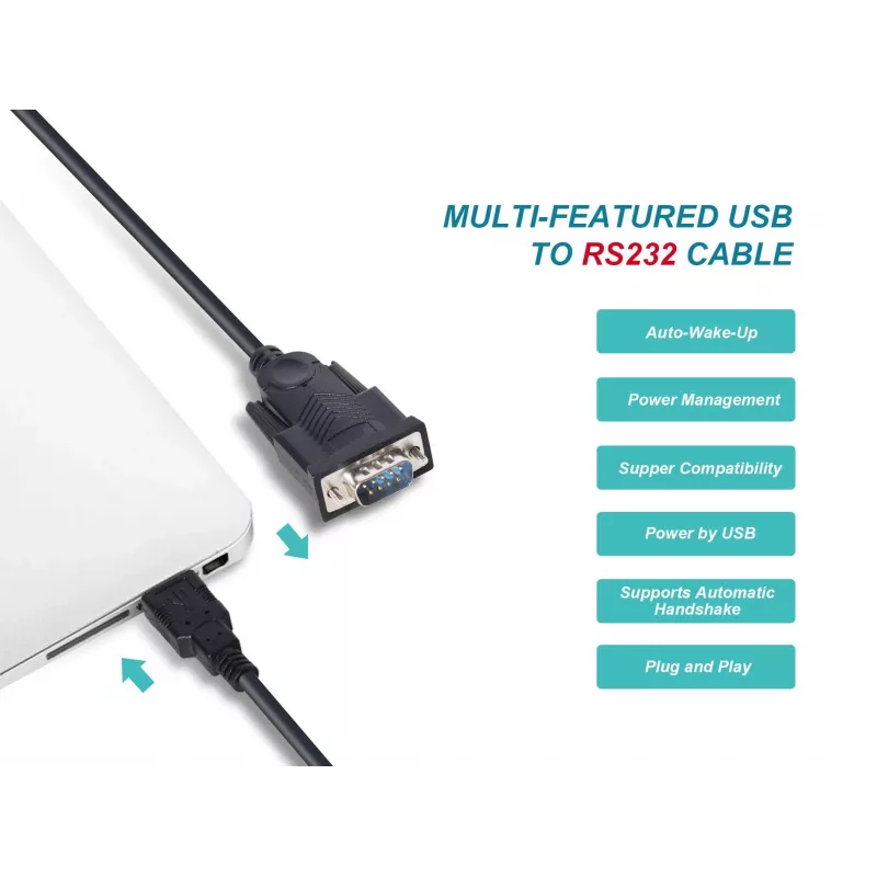Equip USB-A -sarjakaapeli (DB9), M/M 1,5m, musta, 1,5 m, USB Type-A, DB-9, uros, uros