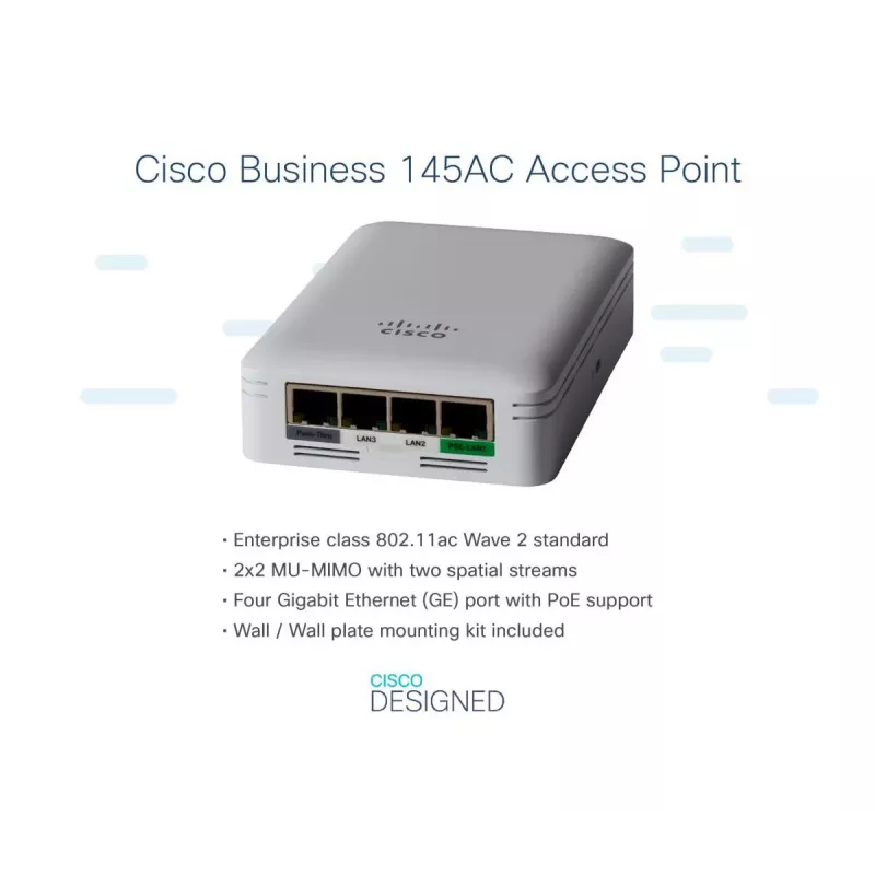 CISCO Cbw145ac 802.11ac 2x2 Wave 2 tukiasema seinälevy