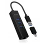 ICY BOX IB-HUB1419-LAN USB 3.2 Gen 1 (3.1 Gen 1) Type-A musta