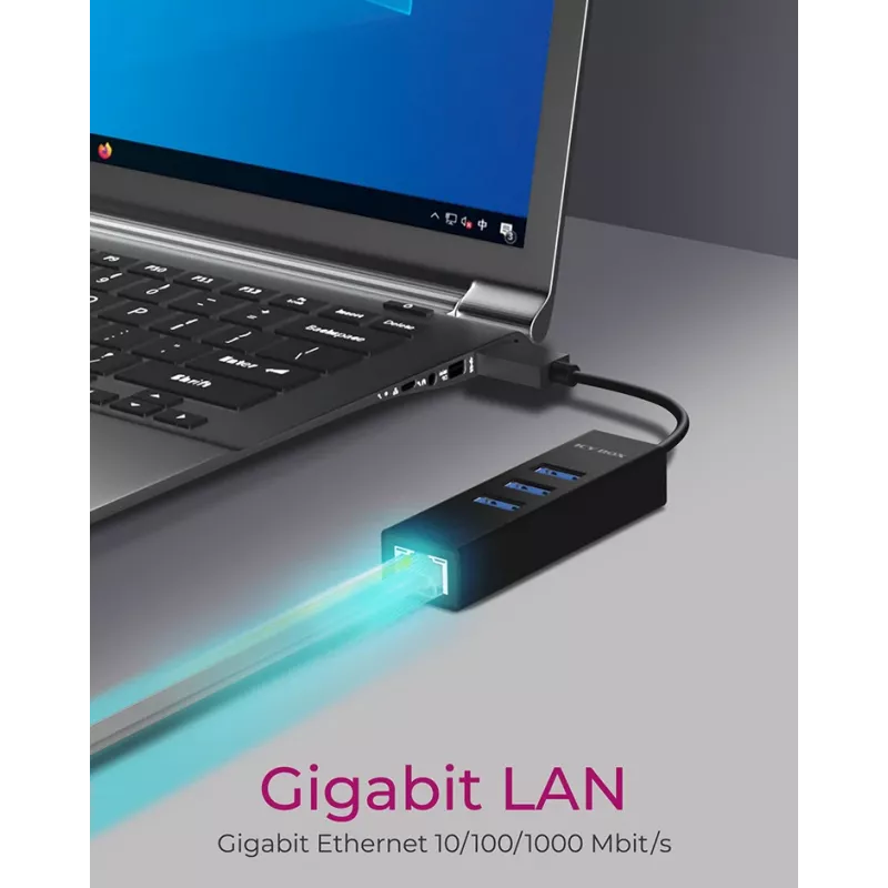 ICY BOX IB-HUB1419-LAN USB 3.2 Gen 1 (3.1 Gen 1) Type-A musta