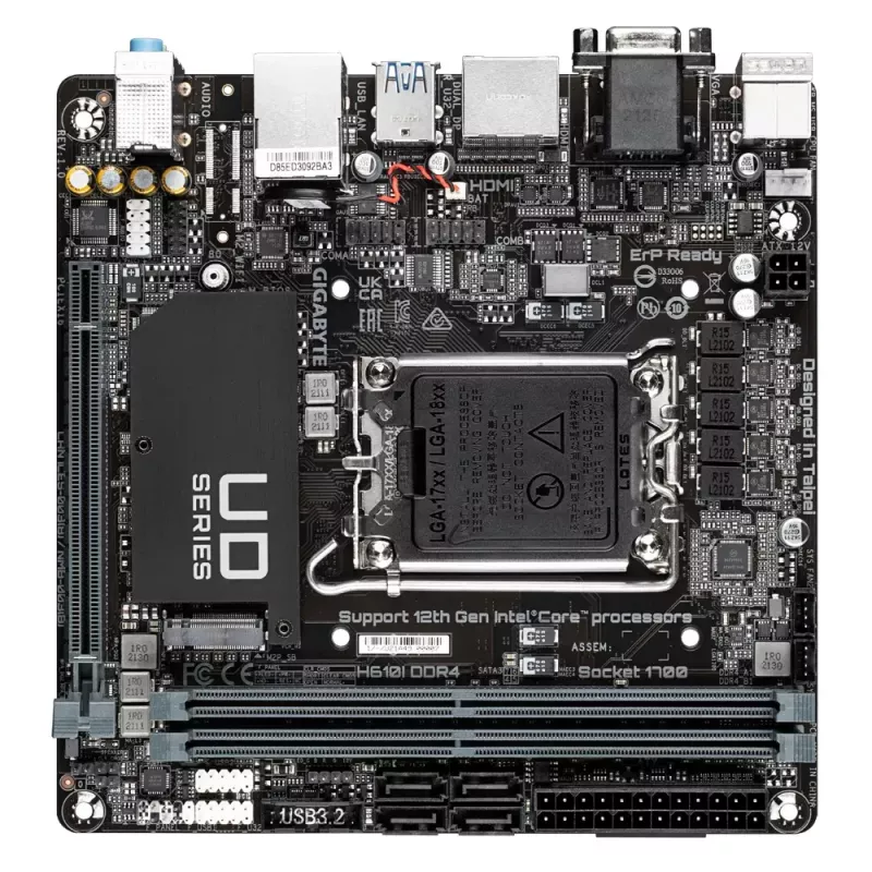 Emolevy GIGABYTE H610I DDR4, Intel LGA 1700, Mini-ITX