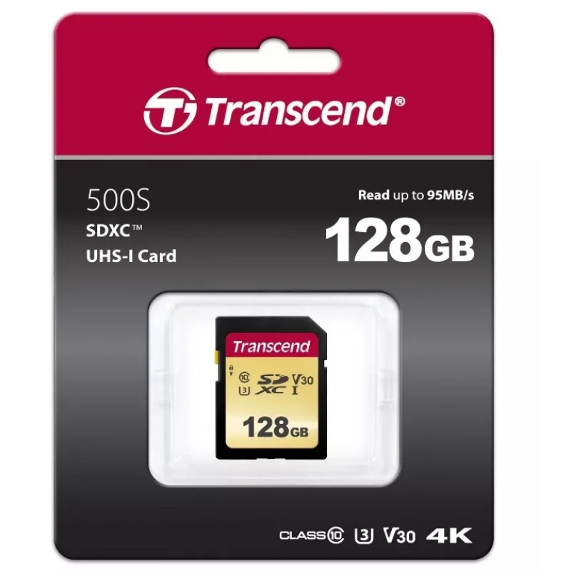 Flash-muisti Transcend 128 GB SDXC UHS-I 500S