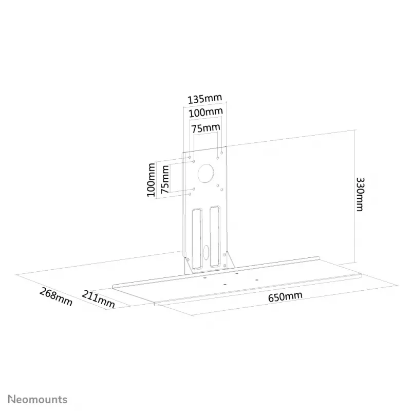Neomounts KEYB-V200 musta näppäimistö-/hiiritaso VESA-asennus - L 65 cm