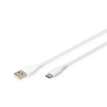DIGITUS USB-C silikonilatauskaapeli USB-A - USB-C USB 2.0 60W - 2m valkoinen