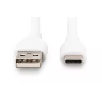 DIGITUS USB-C silikonilatauskaapeli USB-A - USB-C USB 2.0 60W - 2m valkoinen