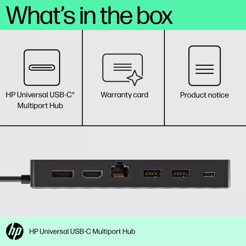 HP Universal USB-C Multiport Hub USB 3.2 Gen 1 Type-C musta