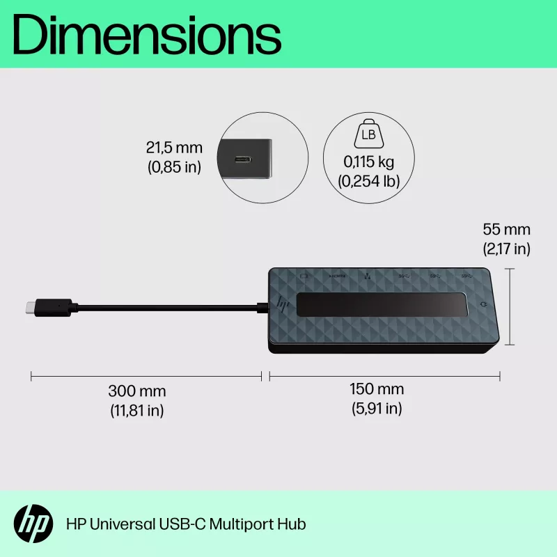 HP Universal USB-C Multiport Hub USB 3.2 Gen 1 Type-C musta