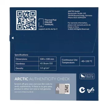 ARCTIC TP-3 Premium Performance -lämpötyyny 100 x 100 mm, 1,5 mm
