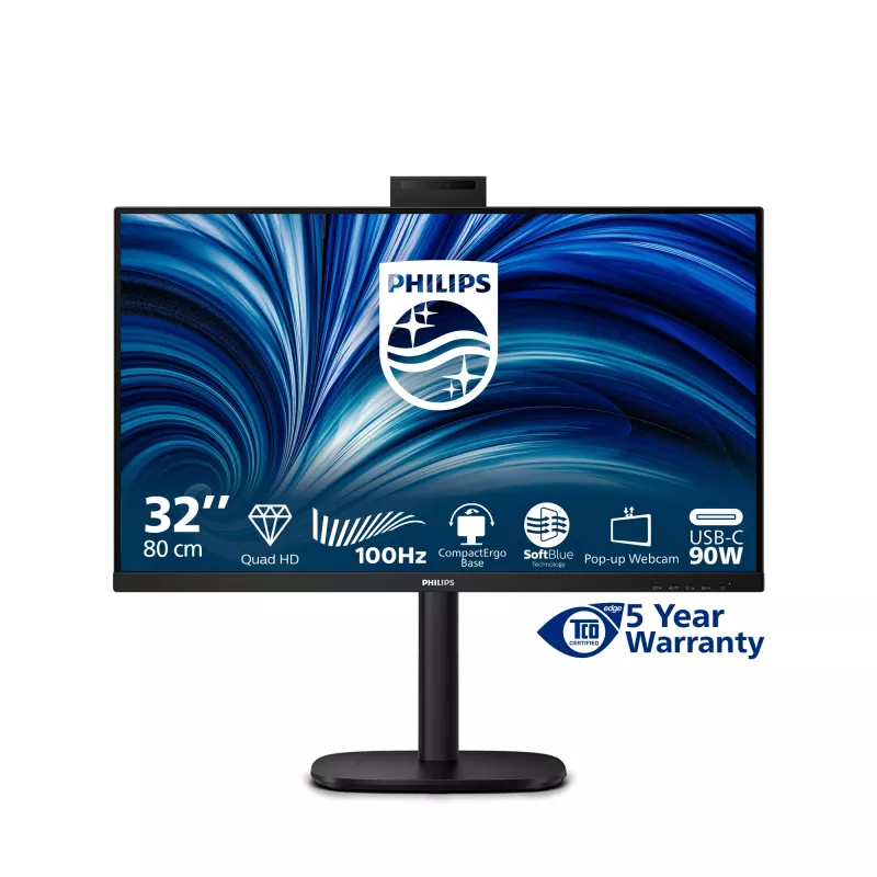 Philips 3000 series 32B2U3601H/00 tietokonenäyttö 80 cm (31,5 inch) 2560 x 1440 pikseliä Quad HD LCD musta
