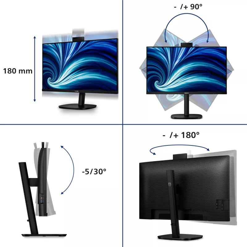 Philips 3000 series 32B2U3601H/00 tietokonenäyttö 80 cm (31,5 inch) 2560 x 1440 pikseliä Quad HD LCD musta