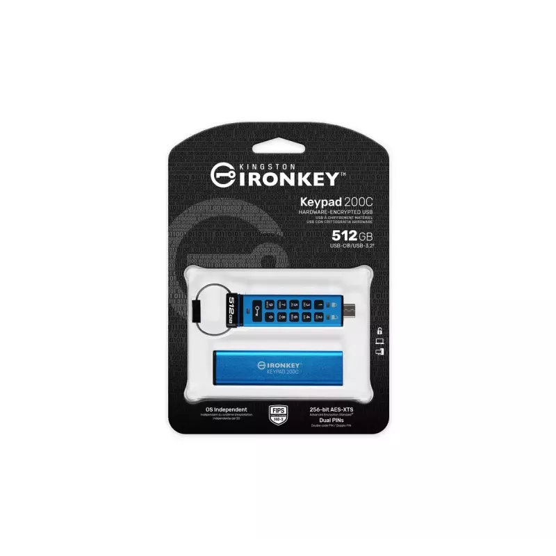 MUISTITIKKU 512GB Kingston IronKey Keypad 200C AES-256 USB-C retail
