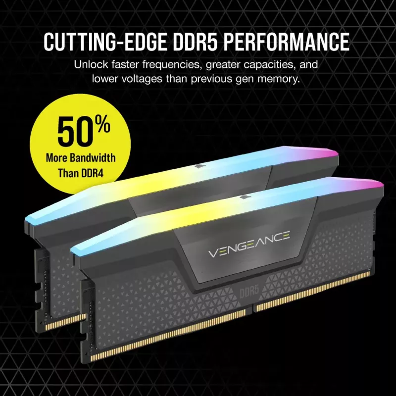 Corsair Vengeance RGB, DDR5-5200, CL40, AMD EXPO - 32 GB dual-kit, harmaa