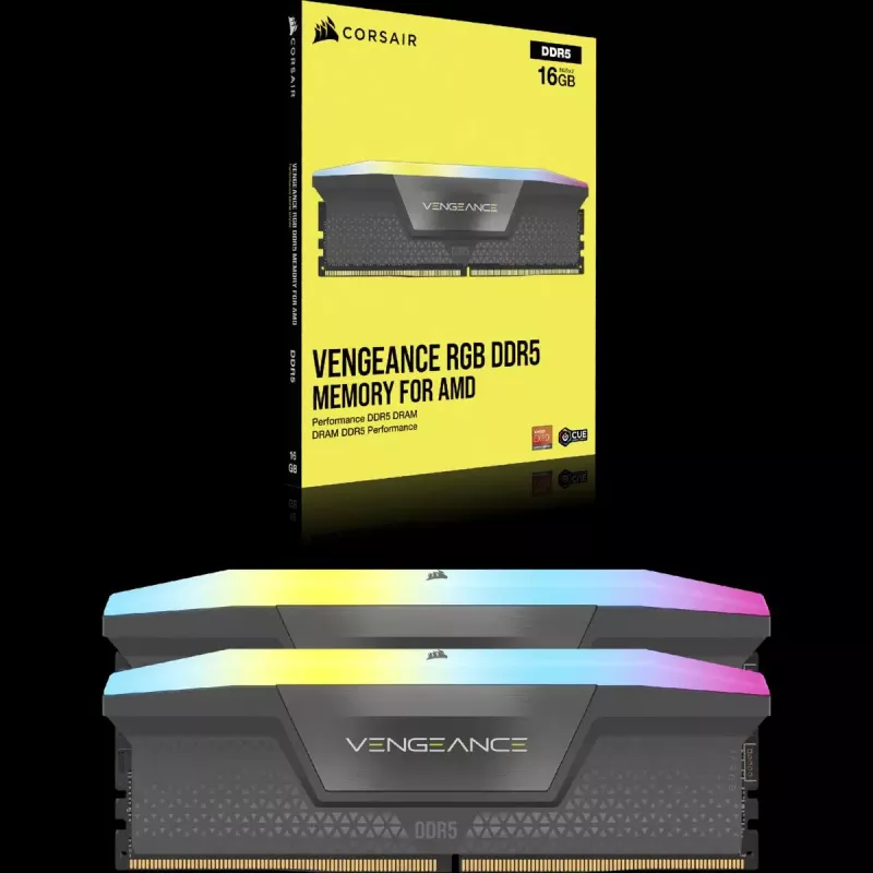 Corsair Vengeance RGB, DDR5-5200, CL40, AMD EXPO - 32 GB dual-kit, harmaa