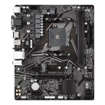 GIGABYTE A520M S2H emolevy - tukee AMD Ryzen 5000 -sarjan AM4-suorittimia, 4+3 vaiheen Pure Digital VRM, jopa 5100MHz DDR4 (OC), PCIe 3.0 x4 M.2, GbE LAN, USB 3.2 Gen 1