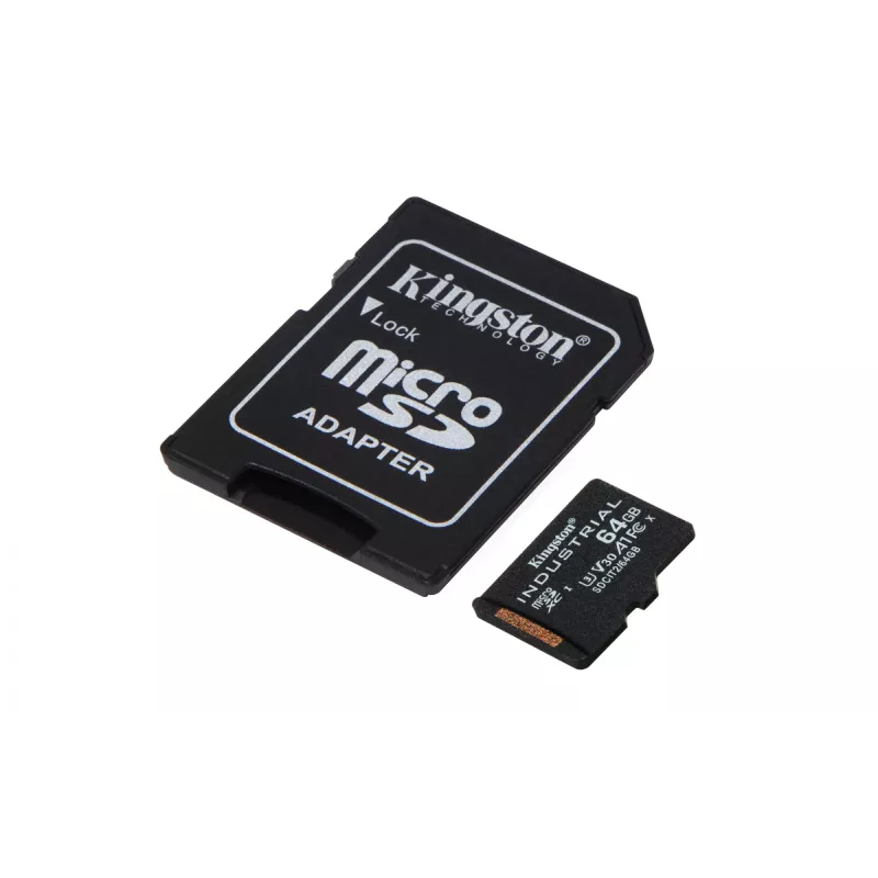 Kingston Technology 64 GB microSDXC Industrial C10 A1 pSLC -kortti + SD-sovitin