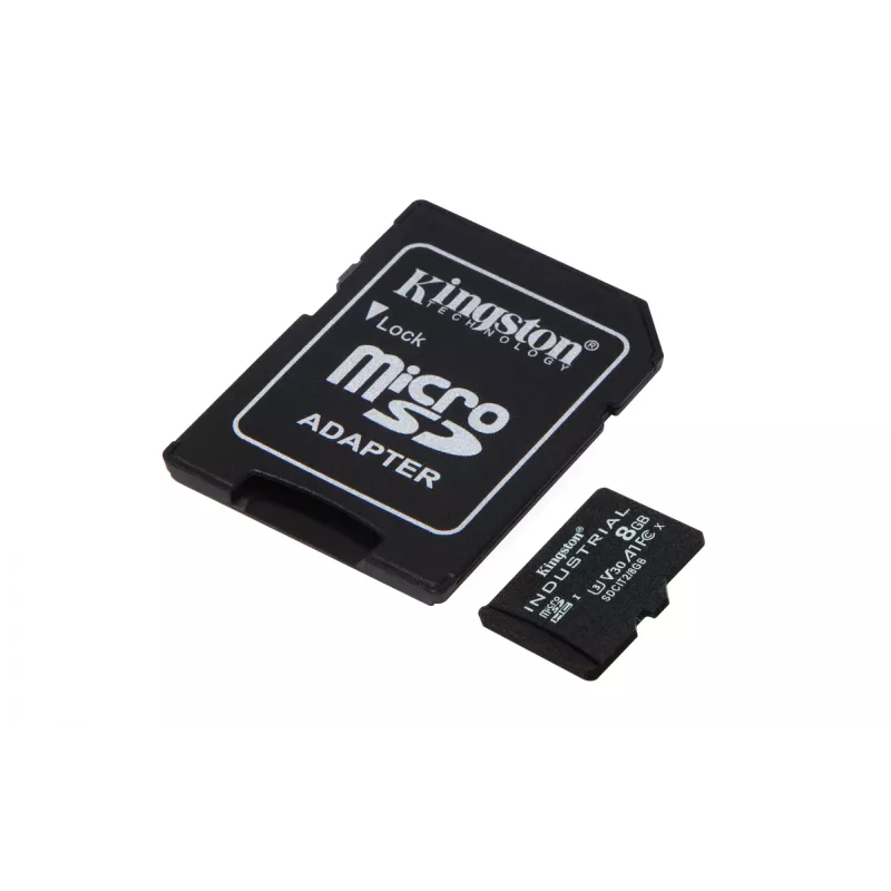 Kingston Technology 8GB microSDHC Industrial C10 A1 pSLC -kortti + SD-sovitin