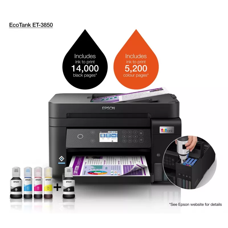 Epson EcoTank ET-3850 mustesuihku A4 4800 x 1200 DPI 33 ppm Wi-Fi