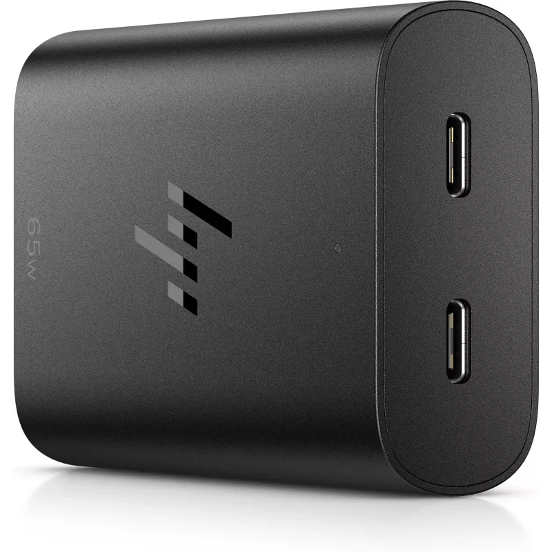 HP 600Q7AA 65 W GaN USB-C kannettavan laturi, 2 × USB-C, 20 V, musta