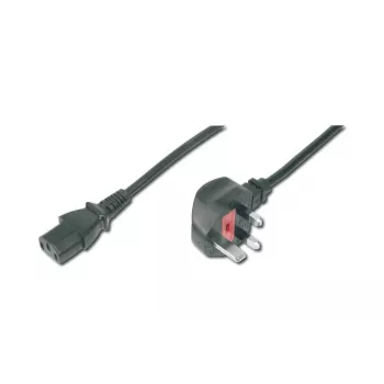 DIGITUS virtajohto UK-pistoke 90° kulma - C13 M/F 2 m H05VV-F3G 1,00 qmm sulake 5A musta
