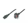 DIGITUS virtajohto UK-pistoke 90° kulma - C13 M/F 2 m H05VV-F3G 1,00 qmm sulake 5A musta