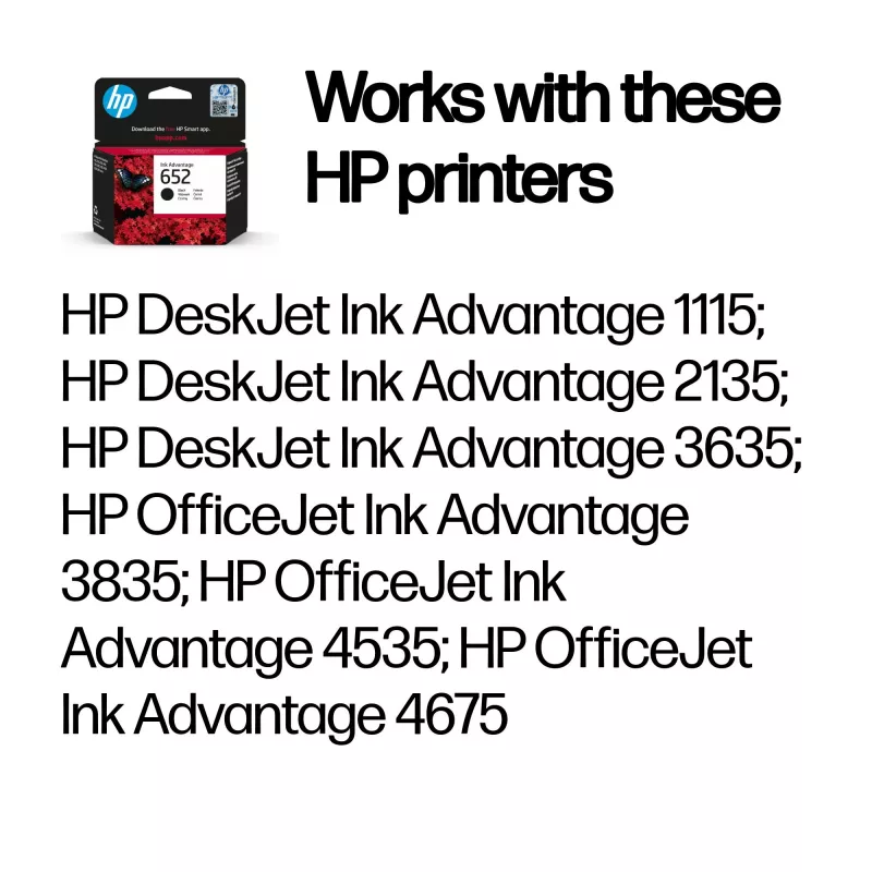 HP 652 musta alkuperäinen Ink Advantage -mustekasetti