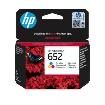 HP 652 tri-color alkuperäinen Ink Advantage -mustekasetti, syaani, magenta, keltainen, 1 kpl, 200 sivua