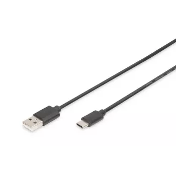 DIGITUS ASSMANN USB Type-C liitäntäkaapeli, Type-C - A M/M, 1m 3A, 480MB, versio 2.0, musta