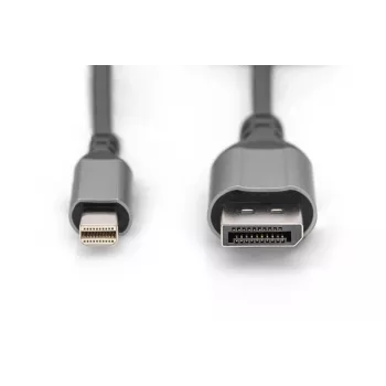 DIGITUS mini DP - DP 8K 60 Hz. DP 1.4 alumiinikotelo musta 2 m