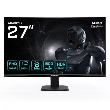 GIGABYTE GS27FC2 27 tuumaa FHD kaareva pelinäyttö – 1920 x 1080, 240 Hz, 1, 350 cd/m², HDR Ready, HDMI 2.0, DisplayPort 1.4