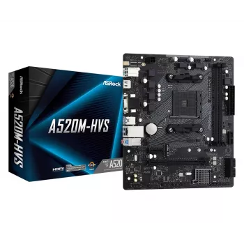 ASRock emolevy A520M-HVS AM4 AMD A520 2 x DDR4 USB 3.2 SATA 3 7.1ch HD Audio mATX