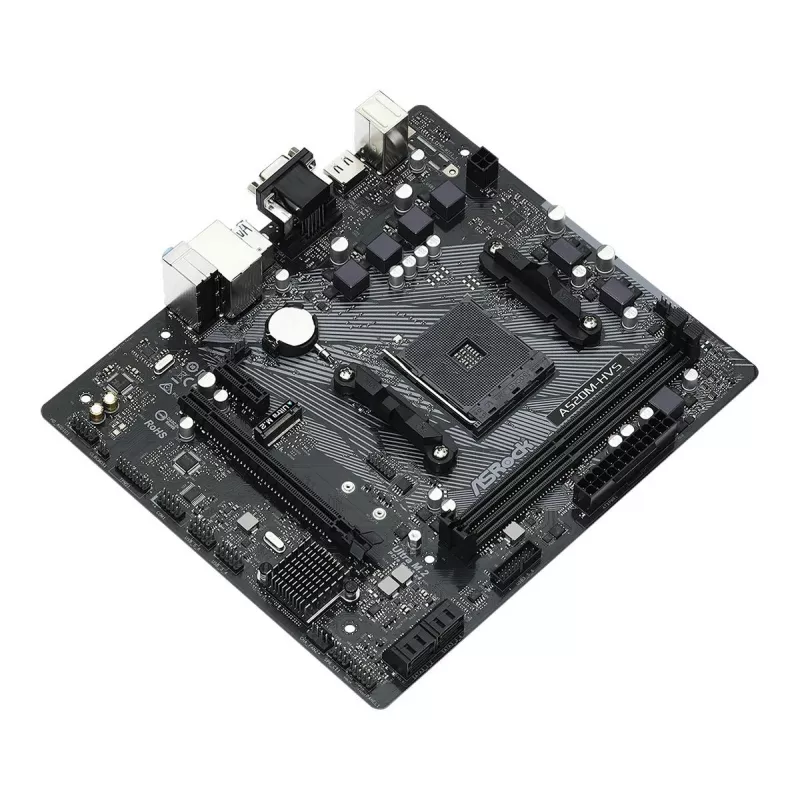 ASRock emolevy A520M-HVS AM4 AMD A520 2 x DDR4 USB 3.2 SATA 3 7.1ch HD Audio mATX