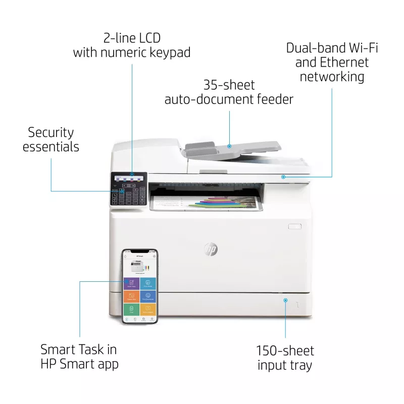 HP Color LaserJet Pro MFP M183fw, laser, värivedostus, 600 x 600 DPI, A4, suoratulostus, valkoinen