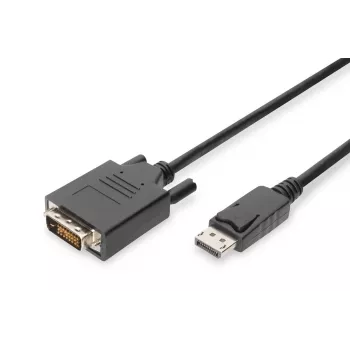 DIGITUS DisplayPort-sovitinkaapeli, DP - DVI (24+1) M/M, 2 m lukituksella, DP 1.2 yhteensopiva, CE musta